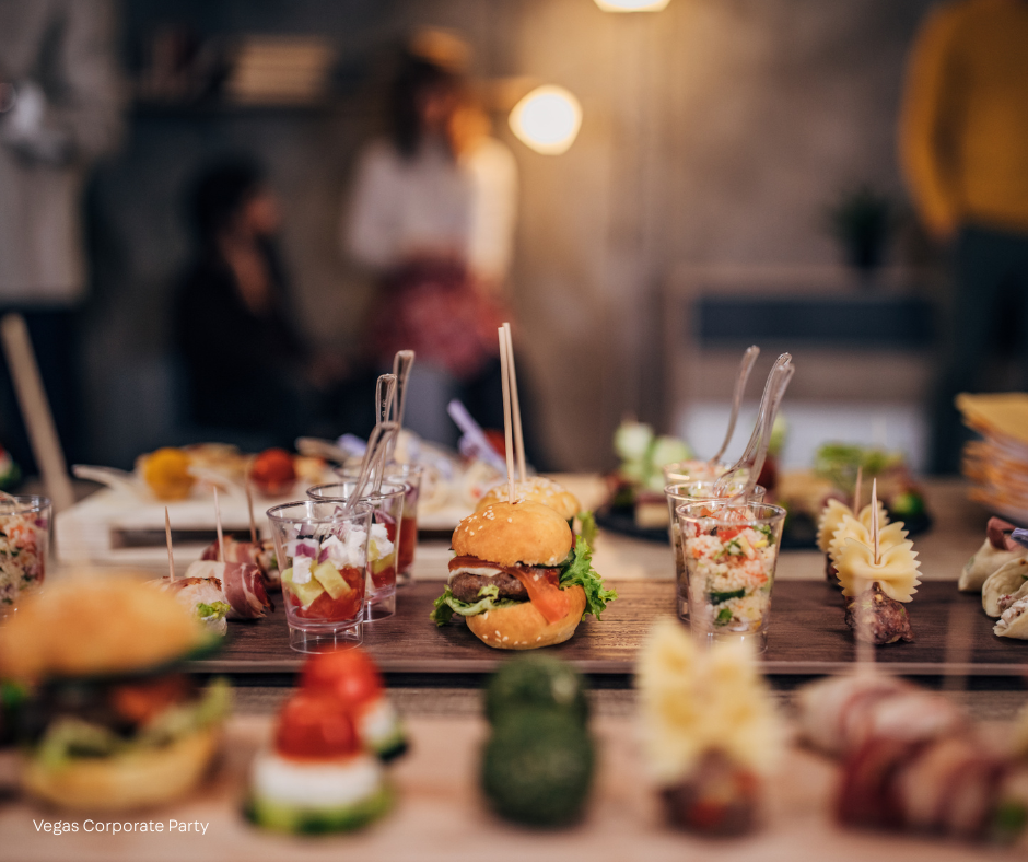 Variety of gourmet party foods