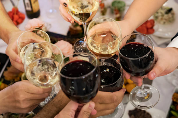 Cheers with various wine glasses